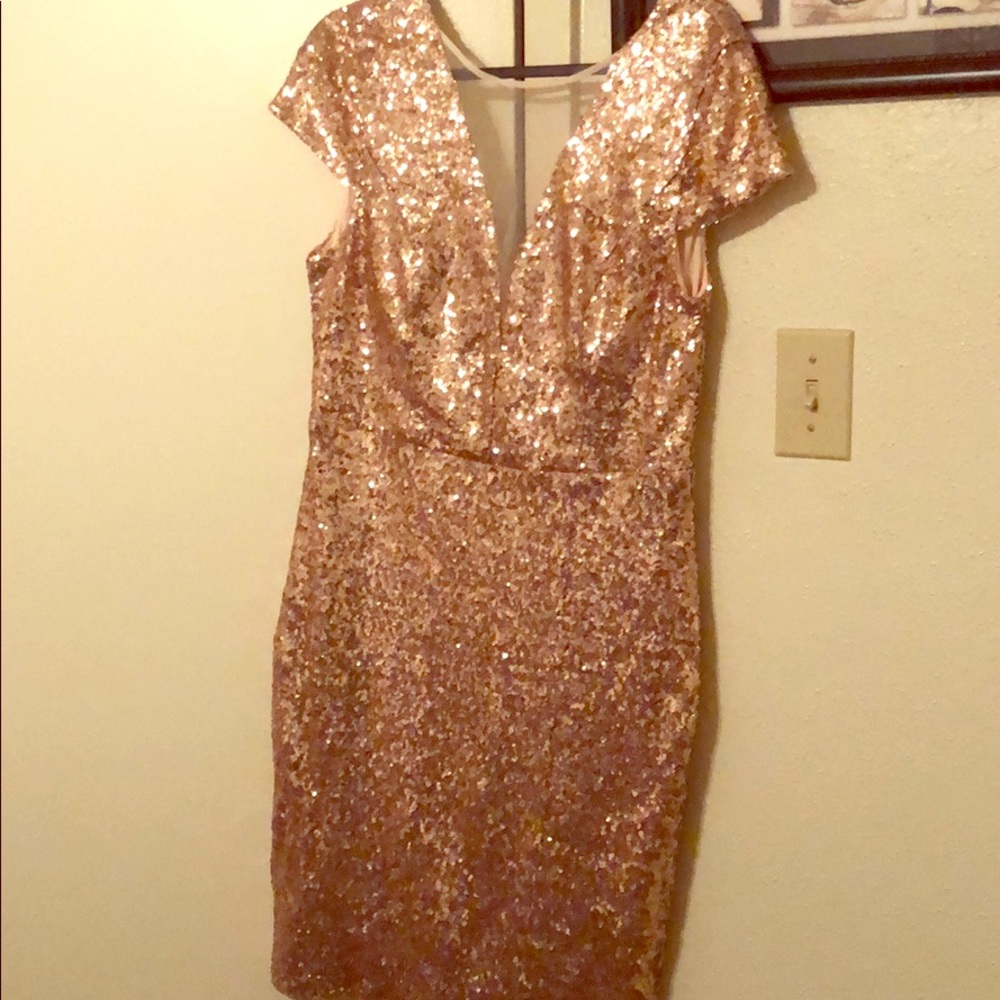Bisou bisou brand gold sequin dress sz 14
